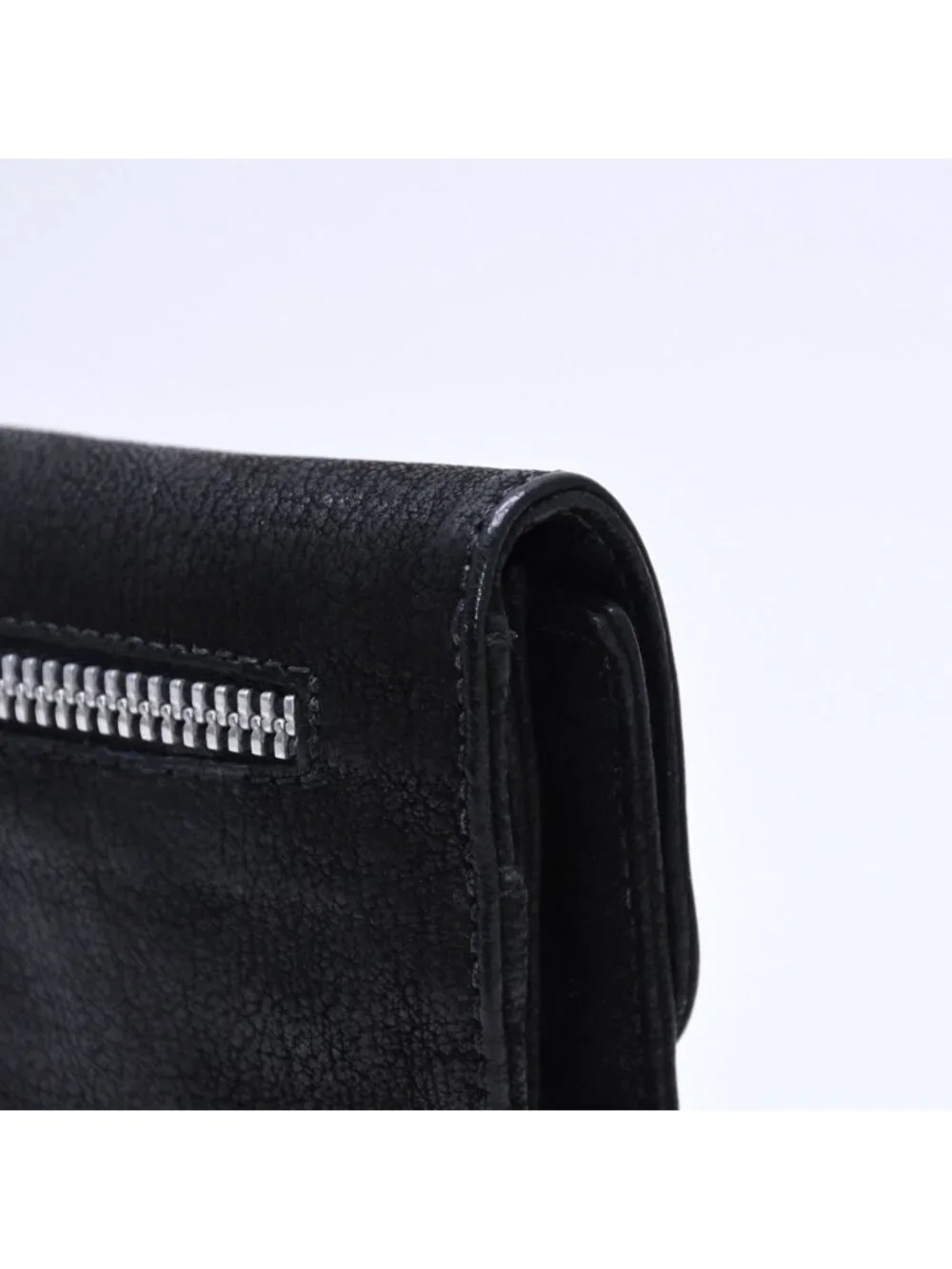 Chrome Hearts Wave Destroy Lthr Wallet Cross Button Leather 925 Sterling Silver